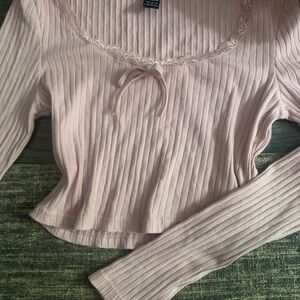 Coquette long sleeve lacey shirt sqaure neck